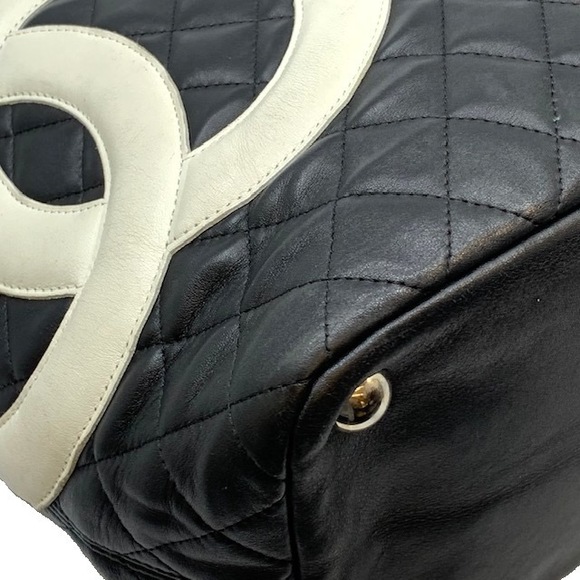 CHANEL Cambon Line Tote Bag Calf Black White - Picture 3 of 14